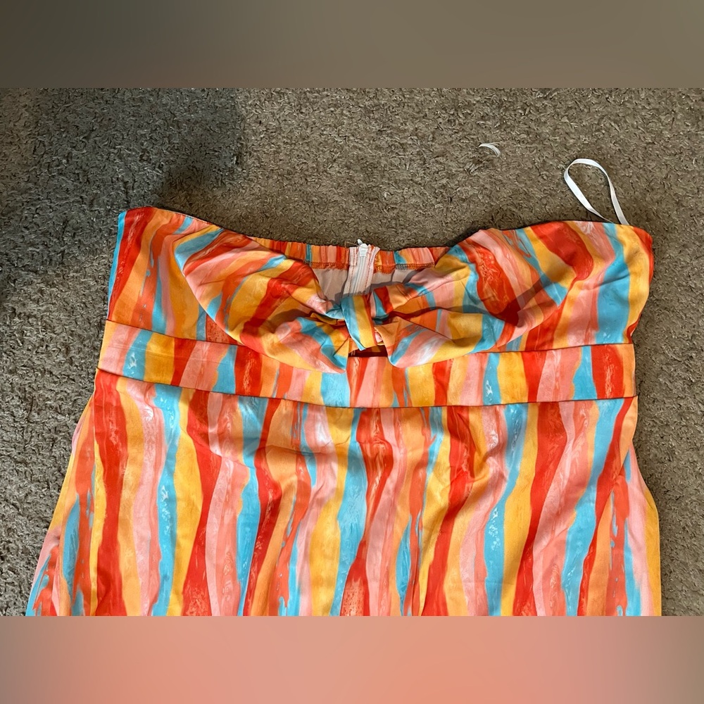 70’s Style Multicolor Strapless Maxi- Dress NWOT - Picture 5 of 7